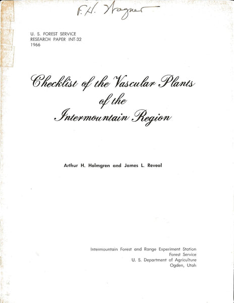 CHECKLIST OF THE VASCULAR PLANTS OF THE INTERMOUNTAIN REGION (Signed)