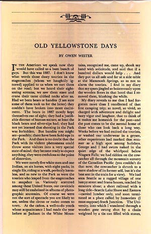 Old Yellowstone Days